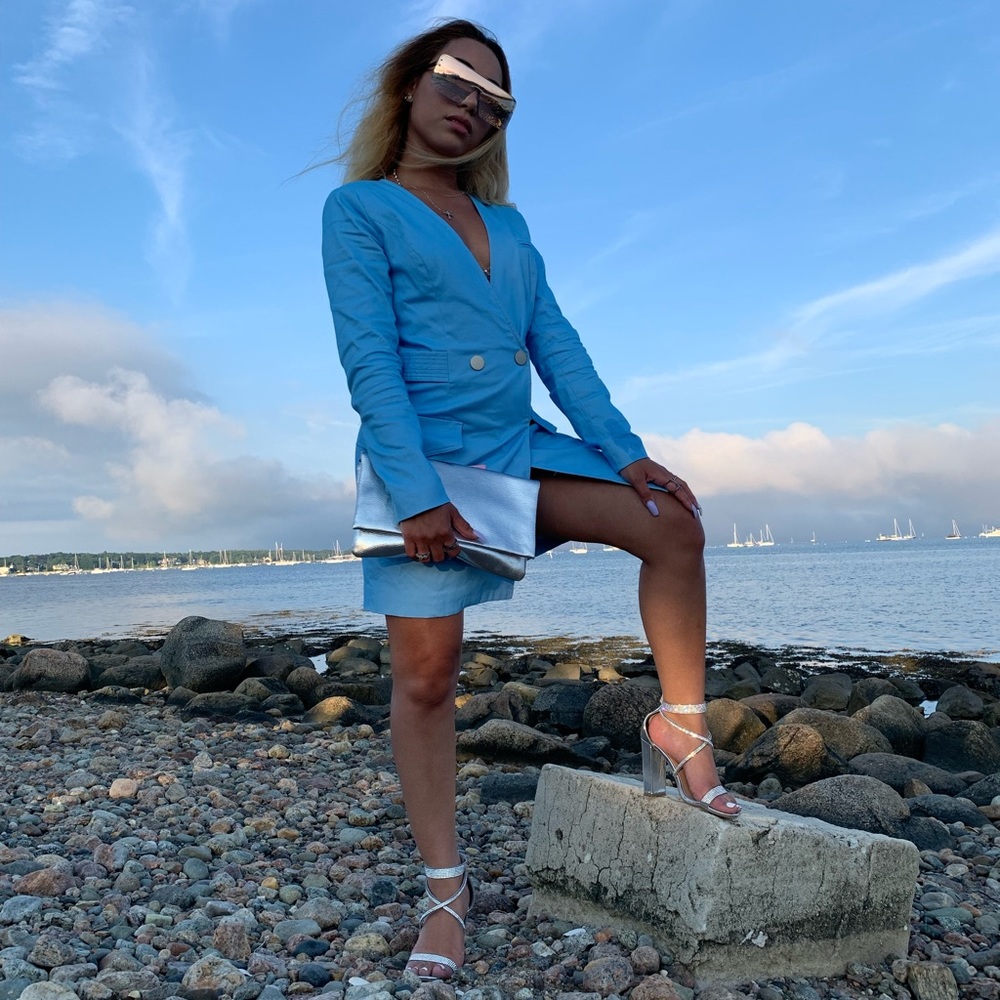 Fashion Nova Sky blue blazer dress
